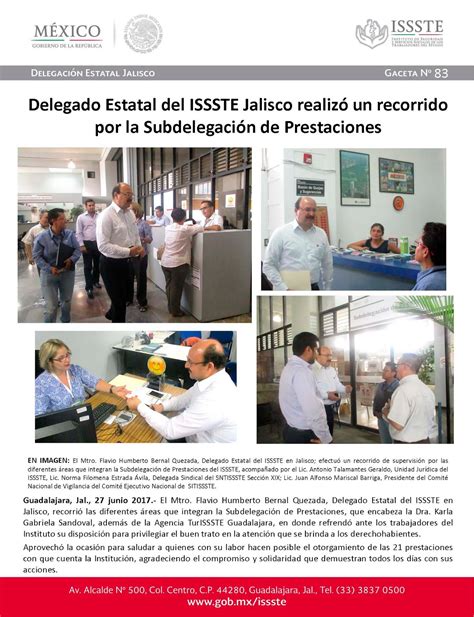 Delegado Estatal del ISSSTE Jalisco realizó un recorrido por la