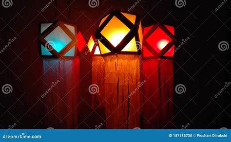 Colorful Wesak Lanterns with Colorful Lights Stock Photo - Image of ...