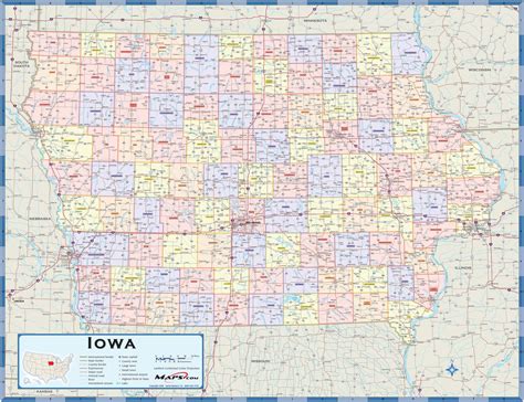 Iowa Counties Wall Map By Mapsales