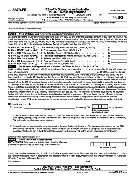 IRS 8879 EO 2020 Fill Out Tax Template Online US Legal Forms