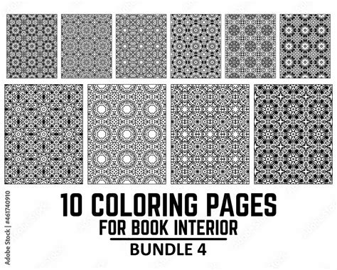 10 Coloring Pages For Book Interior Bundle 4 Stock Vector Adobe Stock