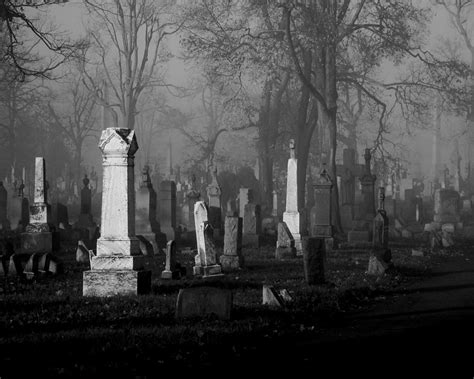 Black And White Spooky Graveyard Photograph by Gothicrow Images