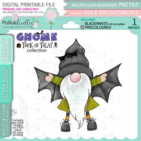 Gnome Trick or Treat Halloween Digital Stamps