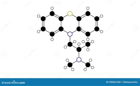 Promethazine Molecule Structural Chemical Formula Ball And Stick