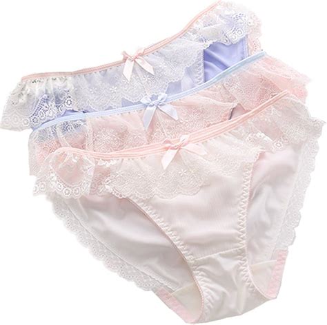 Tomori Womens Lace Floral Panties Soft Breathable Bow Underwear Low Rise Briefs For Big Girl