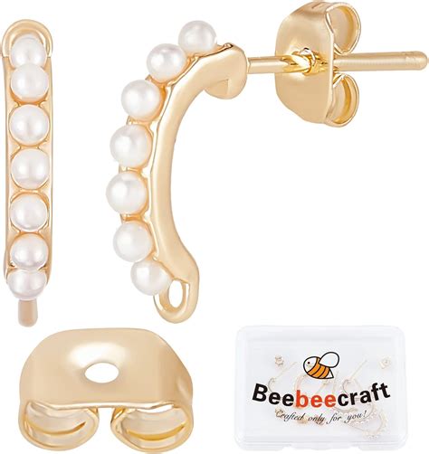 Amazon Beebeecraft Pcs Box Pearl Earring Findings K Gold