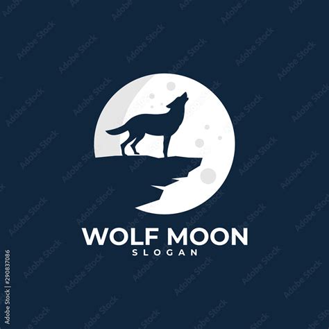 wolf moon illustration logo design Stock Vector | Adobe Stock