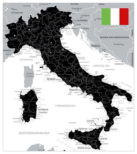 Mapa Negro De It Lia No Mapa Cinzento Da Europa Ilustra O Do Vetor