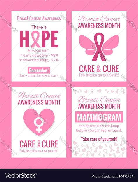 Breast cancer awareness posters set Royalty Free Vector