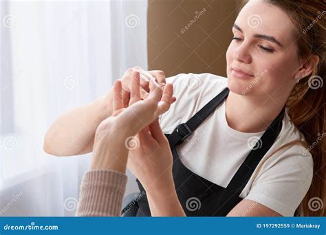 Woman Getting A Manicure At The Nail Salon Stock Image Image Of