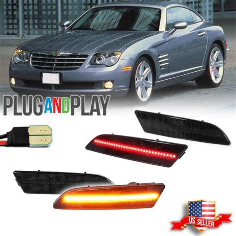 Gtinthebox 4x Smoke Front And Rear Bumper Side Marker Lights For 2004 2008 Chrysler Crossfire