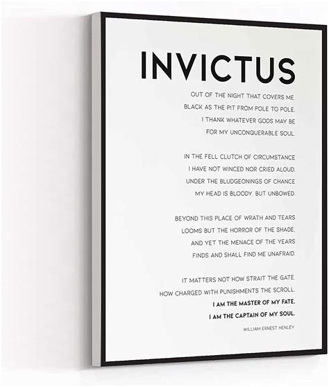 Kejpu Canvas Wall Art Modern Art Print Invictus Poem Print By William Ernest Henley