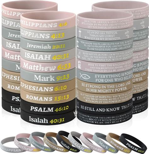 Amazon 50 Pcs Christian Bible Verses Rubber Bracelets Christian