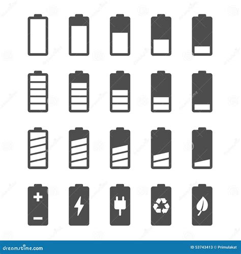 电池与充电电平指示器的象集合 向量例证 插画 包括有 收集 充电 可再充电 燃料 设计 设备 53743413