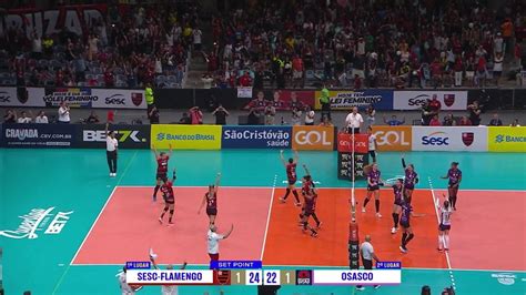 Vídeo Sesc Flamengo vence terceiro set por 25 a 22 contra Osasco