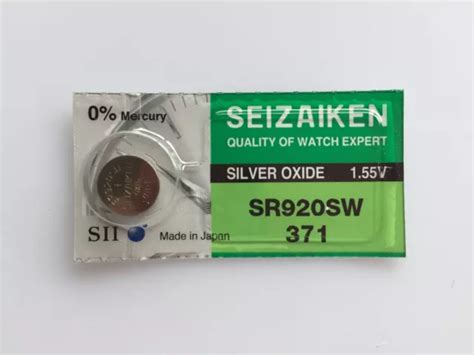 1X SEIZAIKEN SR920SW 371 Silver Oxide Watch Battery Made In Japan By