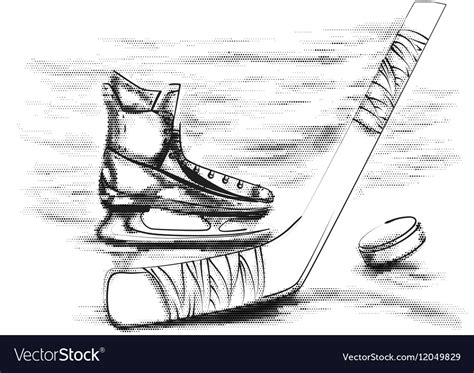 Hockey stick and skate Royalty Free Vector Image