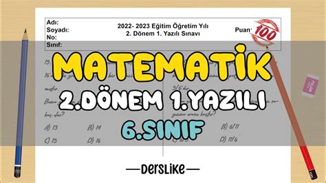 6 Sınıf Matematik 2 Dönem 1 Yazılı Soruları 2023 Youtube