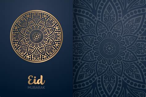 Premium Vector Eid Mubarak Card With Mandala Ornament