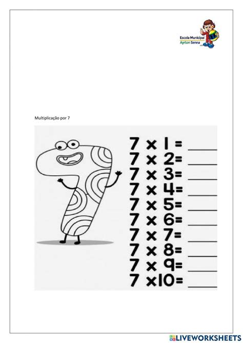 Multiplicando Por 7 Worksheet Live Worksheets