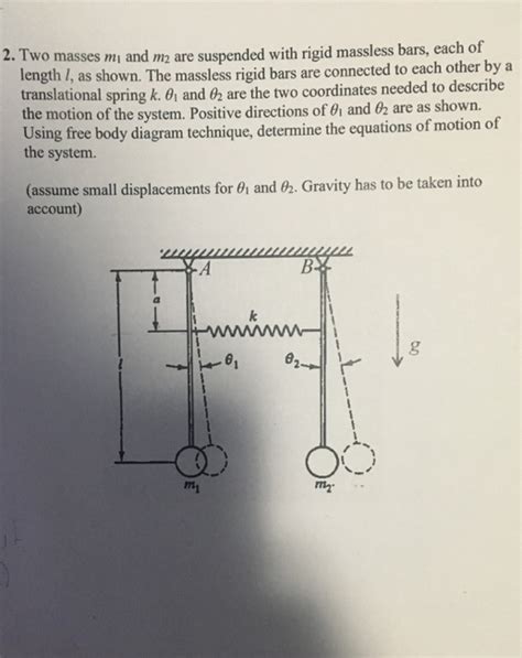 Solved 2 Two Masses Mi And M2 Are Suspended With Rigid Chegg