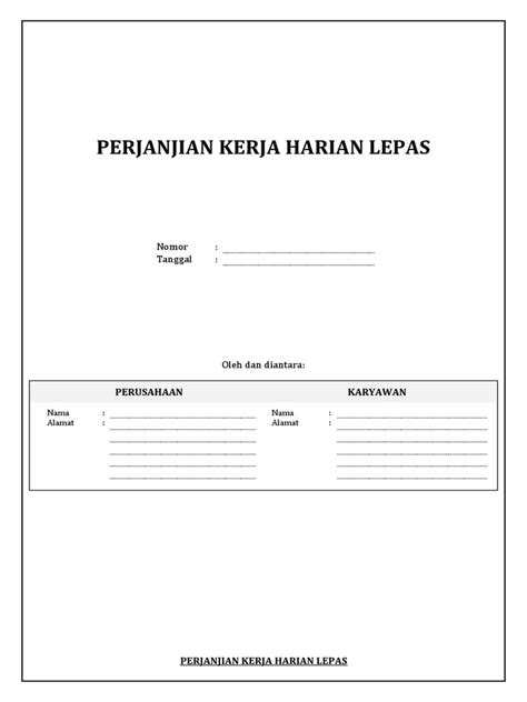 Draft Perjanjian Kerja Harian Lepas Pdf