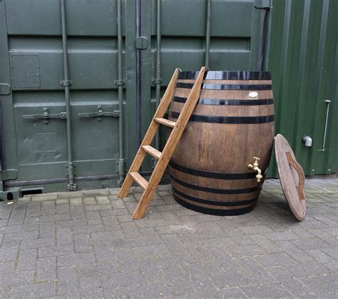 Dompelbad Dompelton L Met Losse Deksel Zwarte Banden En Hout