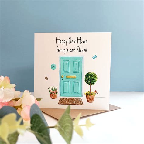 Personalised New Home Card New Front Door And Plants Happy Etsy Uk