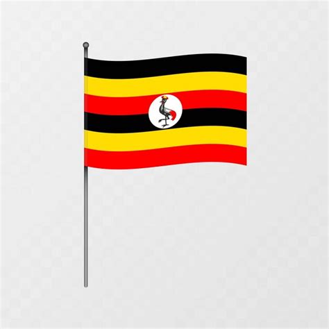 Premium Vector Uganda Flag On Flagpole Vector Illustration