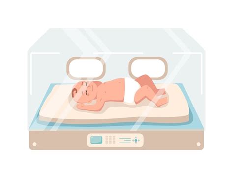 Premium Vector Newborn Infant Lies Inside Neonatal Intensive Care