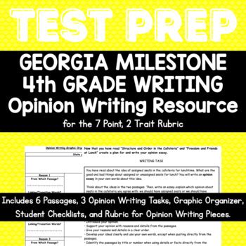 4th Grade Georgia Milestone Opinion Writing Texts And Prompts TPT