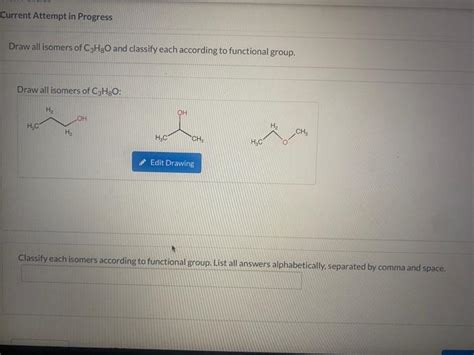 Solved Draw all isomers of C3H8O and classify each according | Chegg.com