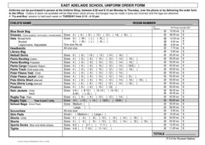 Fillable Online Eas Sa Edu Uniform Pricelist And Order Form East