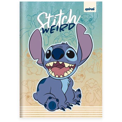 Caderno 1 4 Capa Dura Costurado 80 Folhas Disney Stitch Spiral