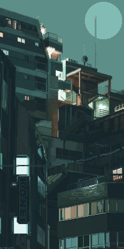 Gutty Kreum Pixel Artist 窓 1AM Tama Tokyo Pixel art landscape