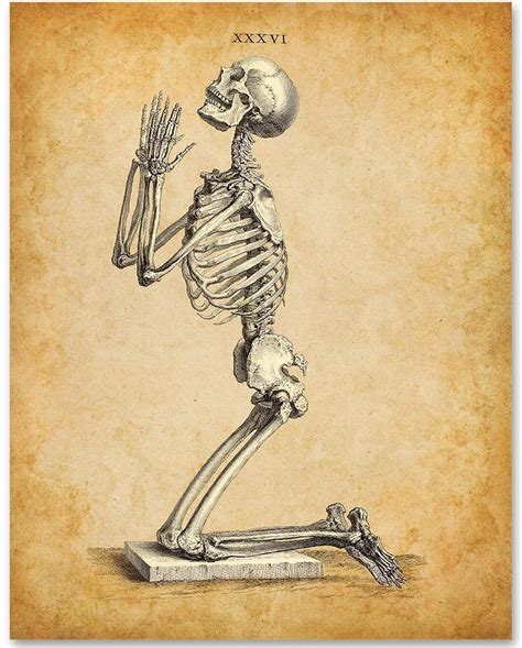 Praying Skeleton 11x14 Unframed Art Print Vintage