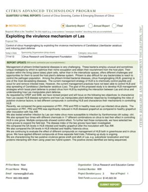 Fillable Online Research Citrusrdf Control Of Citrus Huanglongbing By