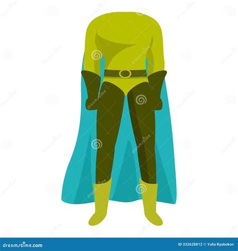 Superhero Standing In Classic Costume With Cape And Mask Stock