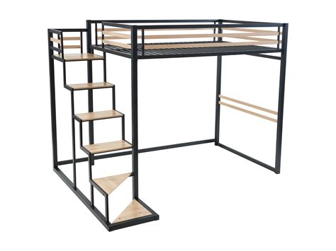 Hoogslaper X Cm Metaal En Mdf Zwart En Naturel Jogui