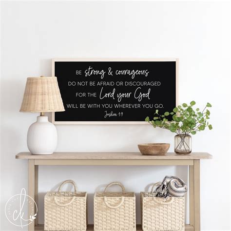 Be Strong And Courageous Wood Sign Joshua 1 9 Christian Etsy