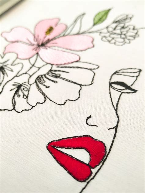 Conception De Broderie De Femme De Visage Etsy