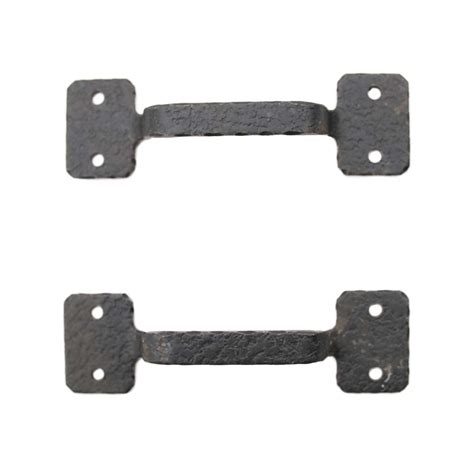 Pair Of Arts And Crafts 5 In Black Hammered Steel Bridge Drawer Pulls