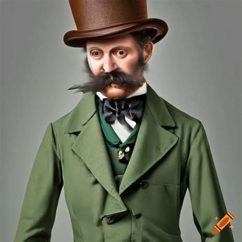 Victorian Gentleman With A Curled Moustache And Stylish Attire