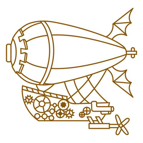 Steampunk Hot Air Balloon Outline PNG SVG Design For T Shirts