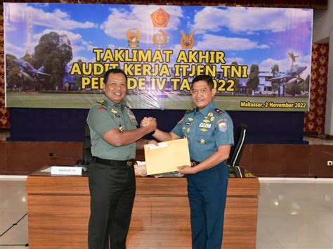 Komandan Lantamal VI Ikuti Taklimat Akhir Audit Kerja Itjen TNI Periode