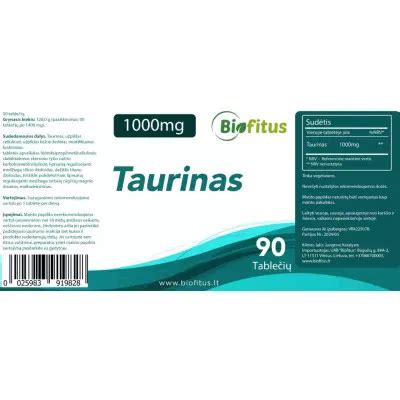 Taurinas Tablet Se Nemokamas Siuntimas Biofitus