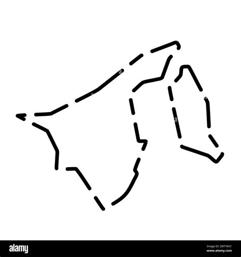 Brunei Country Simplified Map Black Broken Outline Contour On White