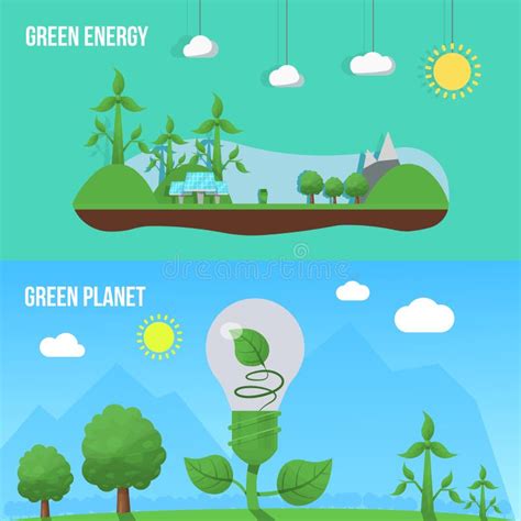 Ecology Banner Set Stock Vector Illustration Of Factory 71303300