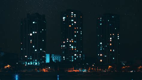 night city, skyscrapers, buildings, 4k HD Wallpaper