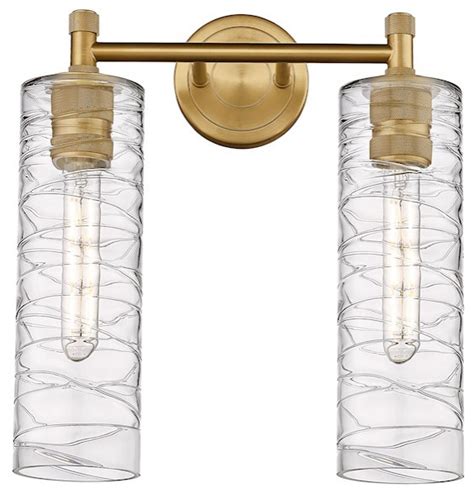 Crown Point 2 Light 12 Bath Brushed Brass Deco Swirl Glass